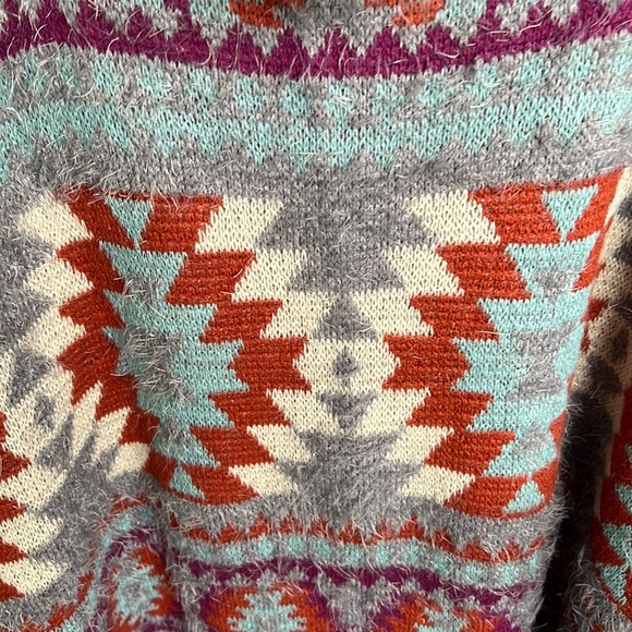 Soft warm poncho sweater multi color red gray blue and purple. - Picture 1 of 4